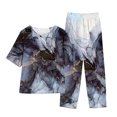 thumbnail image 2 of Ensembles Deux Pièces pour Femmes Ensemble d'Été Imprimé pour Femmes Manches Courtes Manches Mi-Longues Col Rond Haut Court + Pantalon Décontracté Ensemble Tailleur Ensemble Détente Deux Pièces Ensembles Grande Taille en Liquidation, 2 of 4