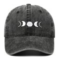 thumbnail image 2 of HNMKIU Moon Embroidery Distressed Washed Baseball Cap Classic Unstructured Low Profile Dad Hat for Daily Use Baseball Hats 03_Black,One Size, 2 of 4