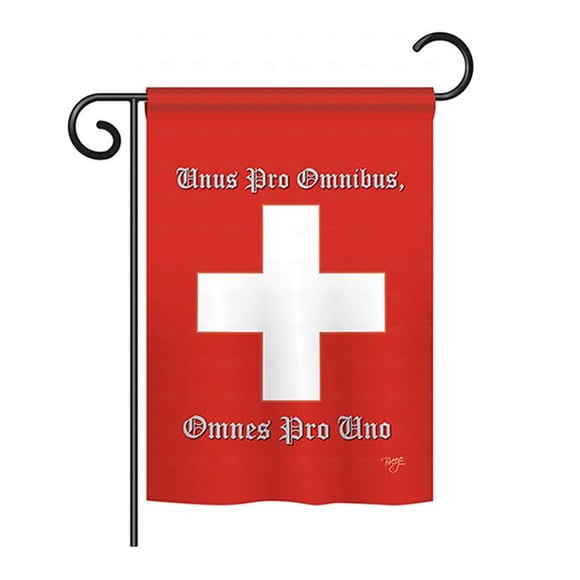 Breeze Decor BD-CY-GS-108099-IP-BO-D-US13-BD 13 x 18.5 in. Swiss Flags of the World Nationality Impressions Decorative Vertical Double Sided Garden Flag Set with Banner Pole