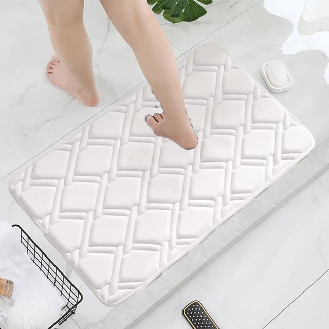 Absorbent Non Slip Foam Bath Mat with Machine Washable Soft Velvet Texture for Bathroom Kitchen Long Lasting Easy to Dry Anti Backing Relaxeds Feet 15.74x23.62in