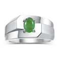 thumbnail image 1 of RYLOS Men's Rings 14K White Gold Ring Classic Solitaire 7X5MM Oval Shape Gemstone Designer Band Emerald May Birthstone Rings For Men Size 13, 1 of 7