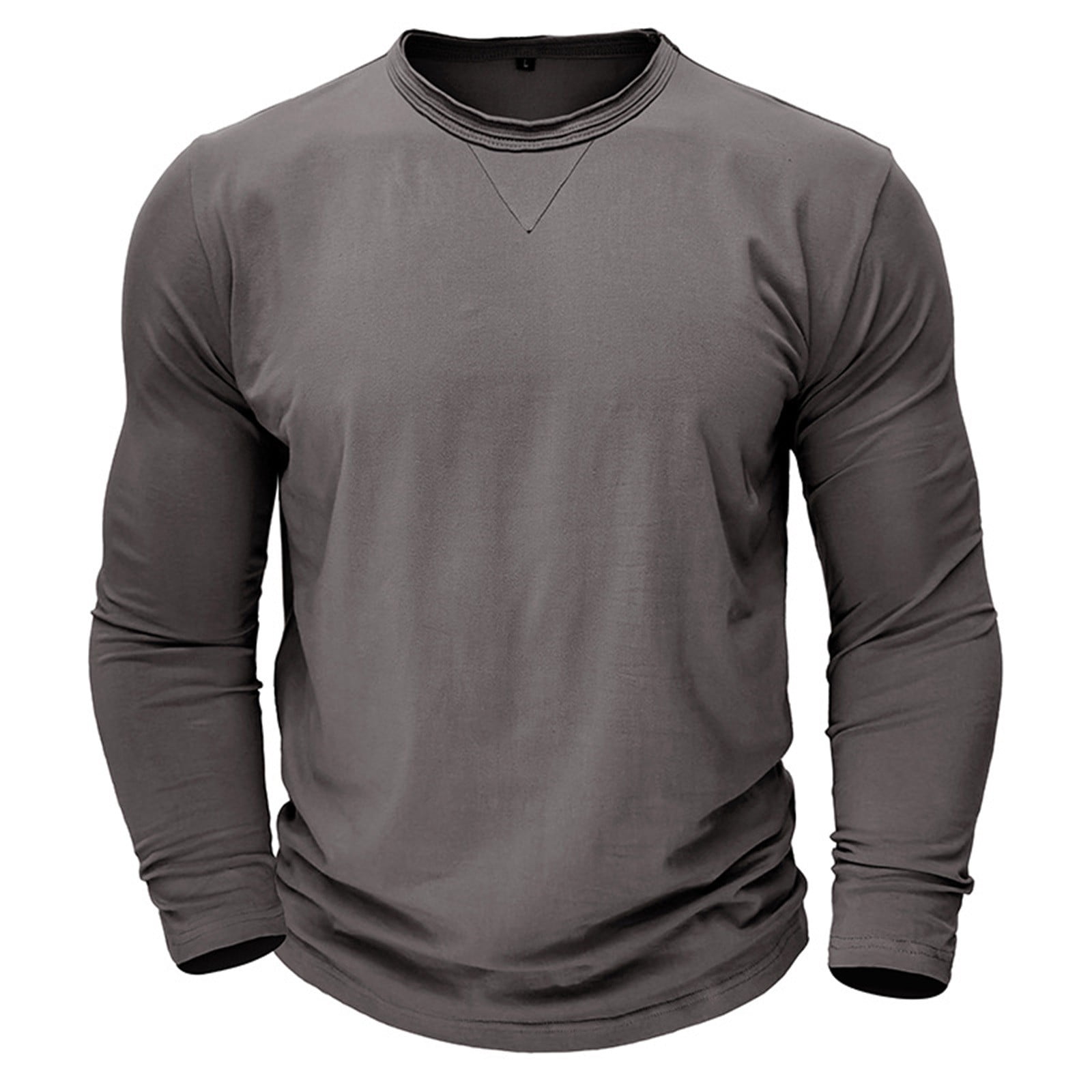 Hiiyo T-Shirt en Coton pour Homme à Manches Longues à Col Rond T-Shirt sous-Vêtement, Tailles P-TTG