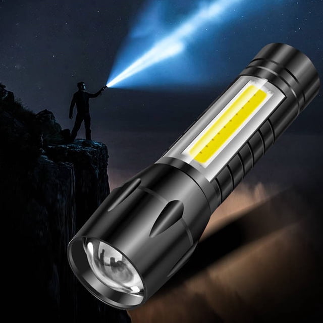 Lampe de Poche à DEL Rechargeable, Lumière Puissante 14500 de Mise au Point, Lampe de Travail à Chargement USB, Mini Lampe de Poche Cob, Outil d'Éclairage Extérieur Portable