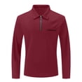 thumbnail image 4 of XZNGL Long Sleeve Polo Shirt for Men, Turn-down Collar, Full Zip Front, Front Pockets, Solid Color, Breathable Polyester, Casual Fit, Summer Wear, 4 of 7
