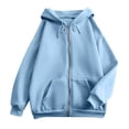 thumbnail image 5 of Womens Zip Up Hoodie Classic Full Zip Hoodie Breathable Cotton Blend Relaxed Fit Solid Color Hooded Sweatshirt with Front Pockets Womens Sweater BU1 M, 5 of 5