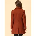 thumbnail image 4 of INSPIRE CHIC Manteau pour Femme Couleur Unie Revers Cranté Simple Boutonnage Caban d'Hiver Rouge Brique m, 4 of 6