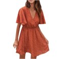 thumbnail image 3 of SMihono Robe d'Été Grande Taille pour Femmes 2023 Mode Imprimée Décontractée Printemps et Été Col en V Manches Courtes Longueur Genou, 3 of 4