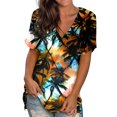 thumbnail image 1 of Hauts à Manches Courtes Grande Taille pour Femmes, T-Shirts à Col Rond Imprimé, Blouse Ample, T-Shirt Col en V pour Femmes en Liquidation, 1 of 5