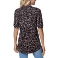 thumbnail image 4 of EQWLJWE Hauts à Col en V pour Femmes T-shirt Imprimé Mode Manches Courtes Blouse à Manches Bouffantes Hauts Décontractés Col en V Hauts d'Été pour Femmes 2023, 4 of 9