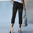 thumbnail image 4 of Pantalons Décontractés pour Femmes Jambe Droite Jeans Capri Extensible Noir m, 4 of 6