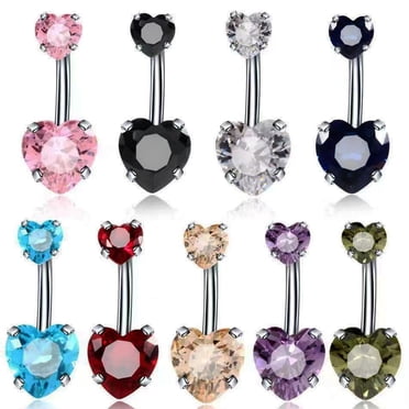 Belly Button Ring Eye-catching Corrosion Resistant Stainless Steel Heart Shaped Belly Navel Stud Piercing Jewelry for Girl