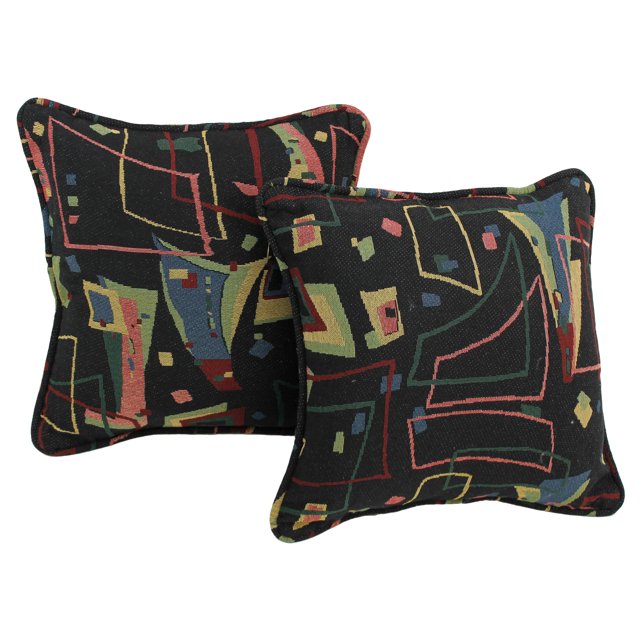 18-inch Double-corded Patterned Tapestry Square Throw Pillows with Inserts (Set of 2) - Spin City