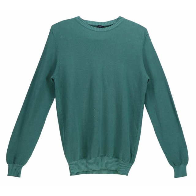Fedeli Chandail Ras du Cou en Coton pour Hommes, Turquoise Arg. Bahamas ml. Supima - 50