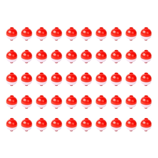 Graflsoa Flotteurs de Pêche Rouges et Blancs de 0,75 Po, Lot de 50 – Flotteurs en Plastique Durables pour Suspension d'Appâts et Contrôle de la Profondeur