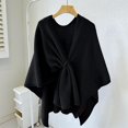 thumbnail image 5 of LinYooLi Women's Elegant Shawl Wrap - Cross Front Solid Color Poncho Cape - Wrap Topper Knitted Cardigans Sweater Shawls, 5 of 5