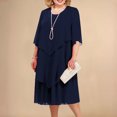 thumbnail image 1 of LSLJS Robe d'Été pour Femmes, Mode, Couleur Unie, Patchwork en Mousseline, Manches Mi-Longues, Col Rond, Robe d'Été, Robes de Plage, 1 of 6