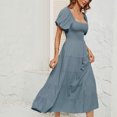 thumbnail image 5 of Robes pour Femmes 2024 Été Surdimensionnée Unie Taille Haute Manches Bouffantes Robe à Taille Enveloppée Rabais de 50 % Liquidation!, 5 of 5