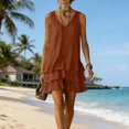 thumbnail image 1 of XiYing Robes pour Femmes, Robe Maxi d'Été Sans Manches à Col en V pour Femme - Coupe Ample Décontractée pour la Plage et les Vacances, Design Uni, Taille Unique (Lot de 1), 1 of 7