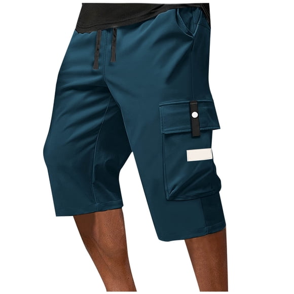 Shorts Cargo pour Hommes sous le Genou Légers Shorts Longs Pantalons Courts de Travail Poches
