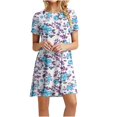 thumbnail image 2 of Birdeem Womens Casual Color-Blocking Printed Short-Sleeved Round-Neck Dress, 2 of 12