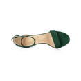 thumbnail image 4 of BLISSFUL STEP Women's Shoes Open Toe Mid Block Heel Ankle Strap Faux Suede Sandals Emerald Green 9, 4 of 7