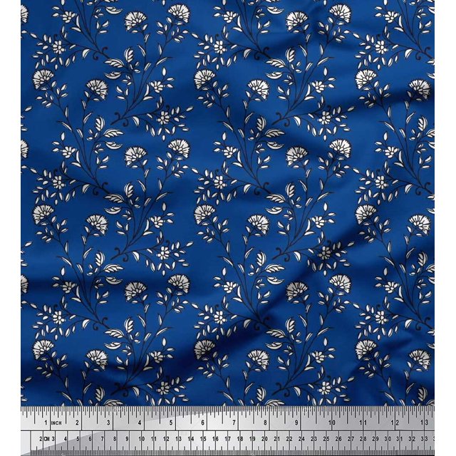 Soimoi Rayon Fabric Leaves & Floral Block Fabric Prints by Yard 56 Inch Wide