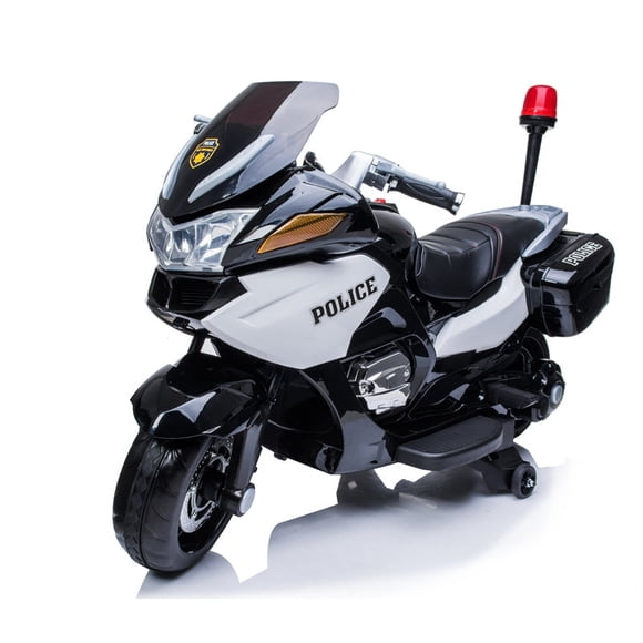 24V Police Officer Ride-On Motorcycle w/ Removable Stabilizing Wheels, SD, USB