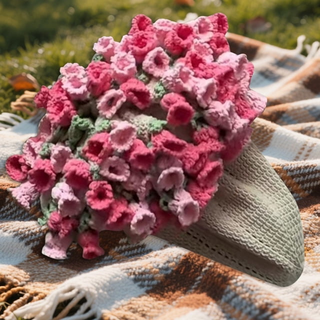 Handmade Flower Bouquet Knitted Throw Blanket Soft Lightweight Decorative for Occasions and Home