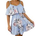 thumbnail image 1 of Fridja Femmes Été Casual Imprimé Volants Chemisier Manches Courtes Fronde Robe Ample, 1 of 6