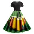 thumbnail image 1 of Robes d'Été Grande Taille pour Femmes 2024 Festival de Bière Robe Imprimée à Manches Longues Robe à Manches Courtes Col Rond Robe Mi-Mollet Économisez jusqu'à 65 % de Rabais!, 1 of 2