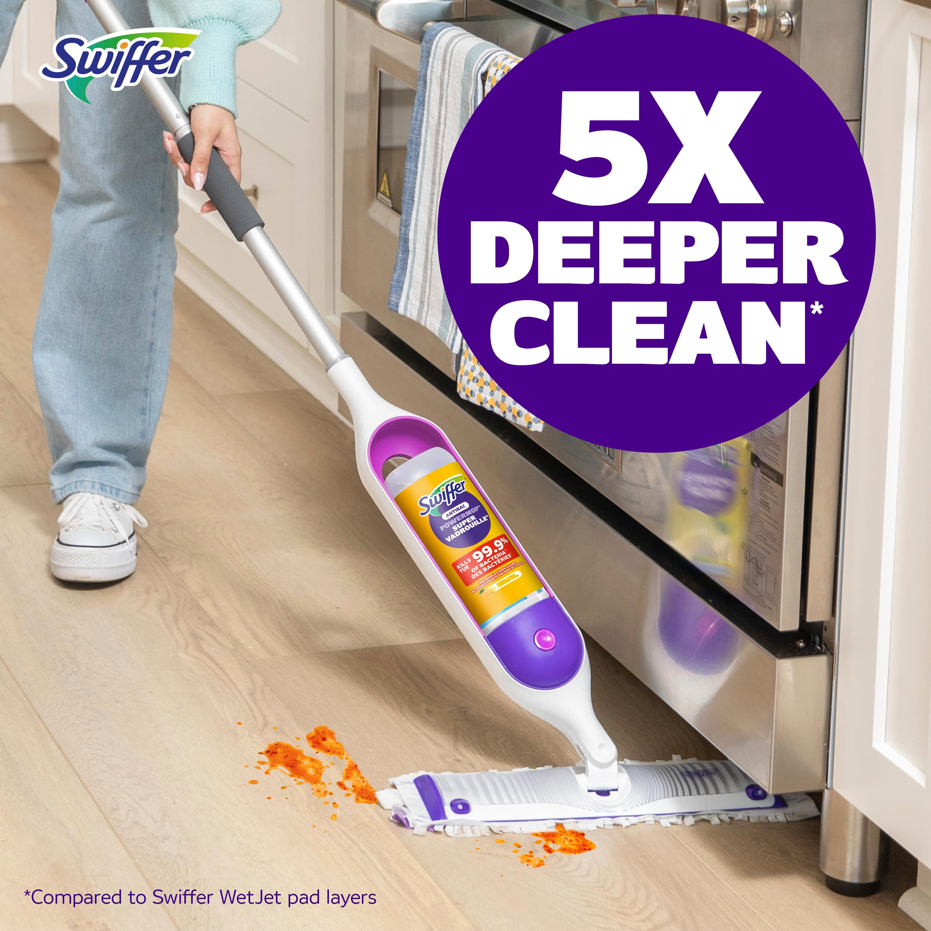Swiffer SuperVadrouille, recharge de solution antibactérienne, Citron, paquet de 1