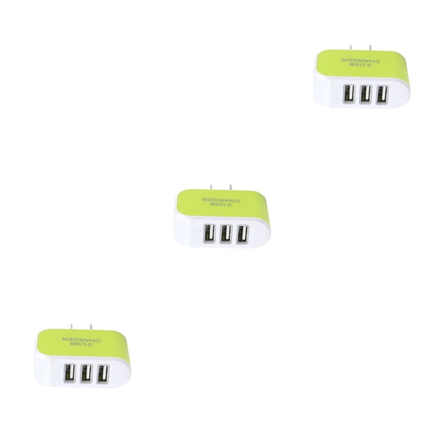 crativent Wall Charger 3 Port Universal Lightweight Compact USB Power Adapter Phone Charging Cell Cameras MP3 Gift Mobile Green 3Set