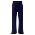 thumbnail image 4 of Yuyuzo Womens Pants Solid Color Elastic Waist Drawstring Casual Wide Leg Pants Ladies Loose Lounge Pants For Workout, 4 of 5