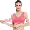 thumbnail image 1 of Women Front Cross Adjustable Side Buckle Lace Vest Wireless Sport Bra, 1 of 5
