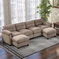 thumbnail image 1 of Bonzy Home Canapé Sectionnel Modulaire pour Salon Canapé en Forme de U avec Ottoman Brun, 1 of 8