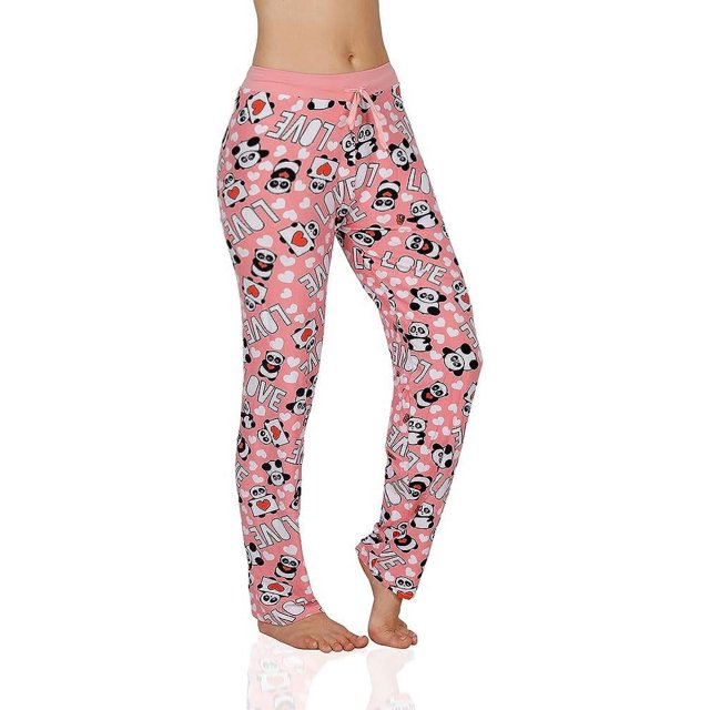 Victorias Collection Pantalon de Pyjama pour Femmes, Bas de Détente et de Nuit avec Fond Rose avec Imprimés de panda et de Cœur. Fabriqué à Partir d'Un Doux Mélange de polyester/spandex, Ce Pantalon de Détente pour Femmes Offre une Taille à Cordon Extensible pour un Confort Accru. Idéal pour Se Détendre Ou Dormir.