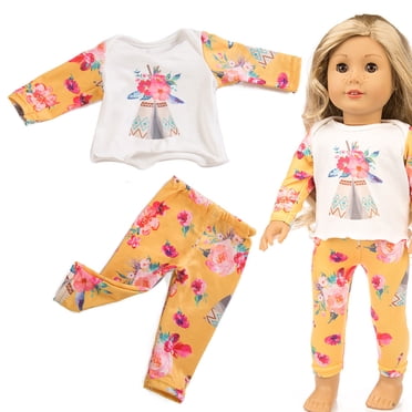 Riforla Beaux Vêtements de Pyjama pour Poupée American de 18 Pouces Accessoire Jouet Éducatif pour Fille Jaune