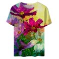thumbnail image 4 of EQWLJWE Hauts d'Été pour Femmes Hauts pour Femmes en Liquidation Femmes Surdimensionné Été Décontracté Manches Courtes Col Rond Imprimé Manches Hauts Blouse Ample, 4 of 4