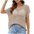 thumbnail image 1 of Yuyuzo Hauts Crochet pour Femmes Manches Courtes Chemises d'Été Col Rond Chandail Ajouré, 1 of 7