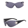 thumbnail image 1 of Fashion Men Women Star Wrap Around Sunglasses Cycling Rimless Futuristic Sunglasses, 1 of 7