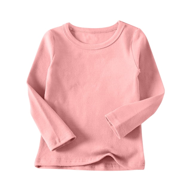 Chandails de Mode pour Filles en Liquidation Unisexe Garçons Filles Coton Chandail à Manches Longues Décontracté Col Ras du Cou Hauts Bas Confortable Uni sous-Vêtement T-Shirts Blouse pour Tout-Petits Hauts de Mode pour Filles Nouveau Taille 6-12 Mois