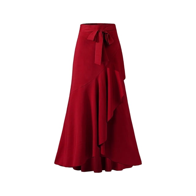 Ketyyh-chn99 Robe d'Été pour Femmes Robe Évasée à Fleurs Manches Longues Robe Longue Confortable Rouge, TG