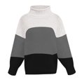 thumbnail image 3 of Fartey Women's 2025 Turtleneck Sweaters Oversized Chunky Knitted Pullover Sweater Fall Winter Color Block Long Sleeve Sweaters, 3 of 6