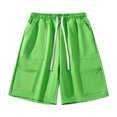 thumbnail image 1 of Men's Sports Shorts Multiple Pockets Running Training Basketball Shorts(Green,XL), 1 of 8
