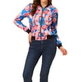 thumbnail image 1 of INSPIRE CHIC Blouson Bomber pour Femme Coupe Ajustée Léger à Fermeture Éclair Bleu Lac TP, 1 of 7