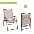 thumbnail image 4 of Costway 2 pcs Patio Folding Sling Dining Chairs Armrests Steel Frame Outdoor Beige, 4 of 8