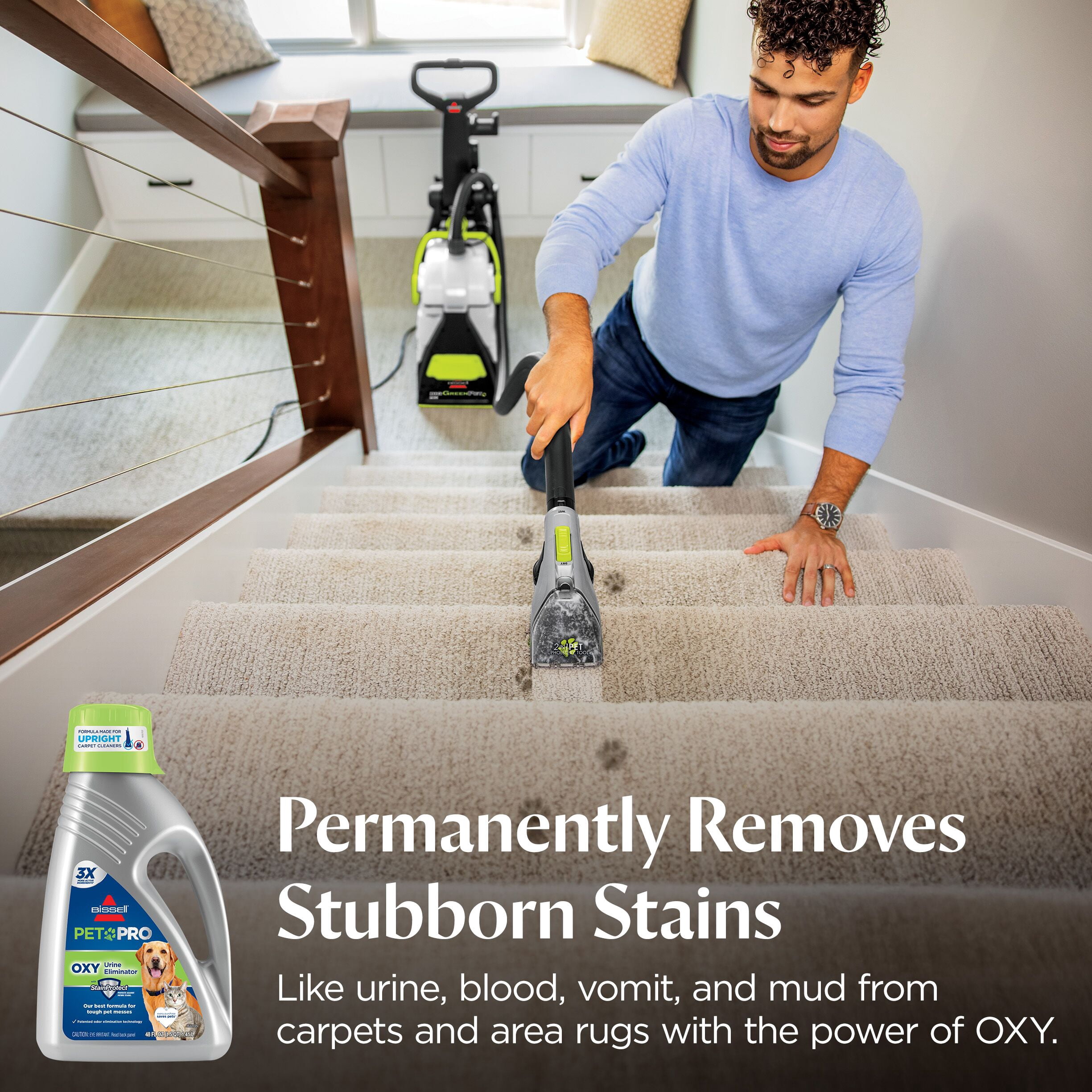 Nettoyant pour les shampouineuses avec OXY et StainProtect™ pour l'élimination des taches d'urine