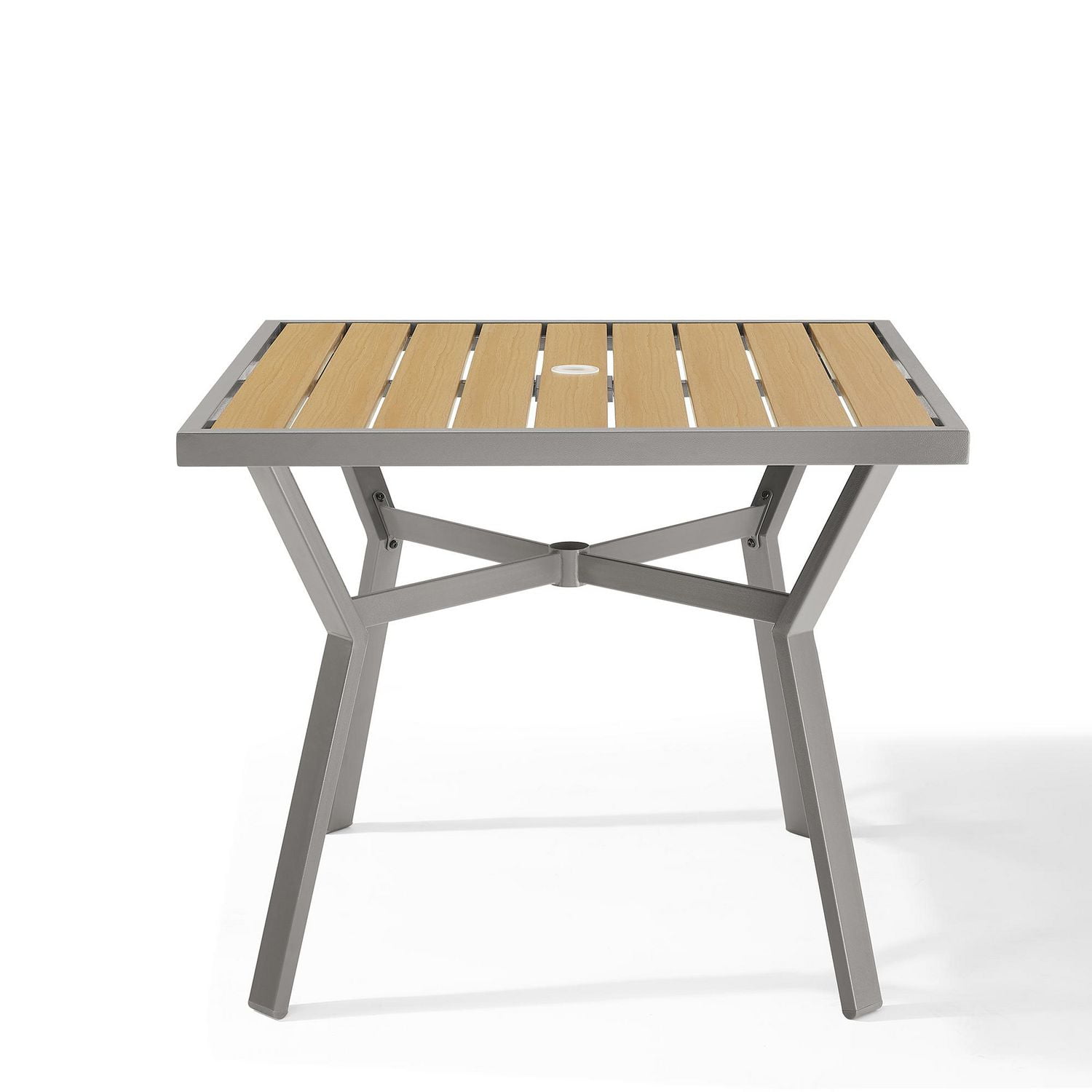 Songmics Home Sencillo Collection - Patio Table with Umbrella Hole, Faux Wood, Gray and Beige