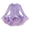 thumbnail image 4 of Splozh Robe d'Automne pour Tout-Petits Printemps et Automne Robe de Fête à Manches Longues pour Filles Motif Robe en Maille Violet, 5-6 Ans, 4 of 6