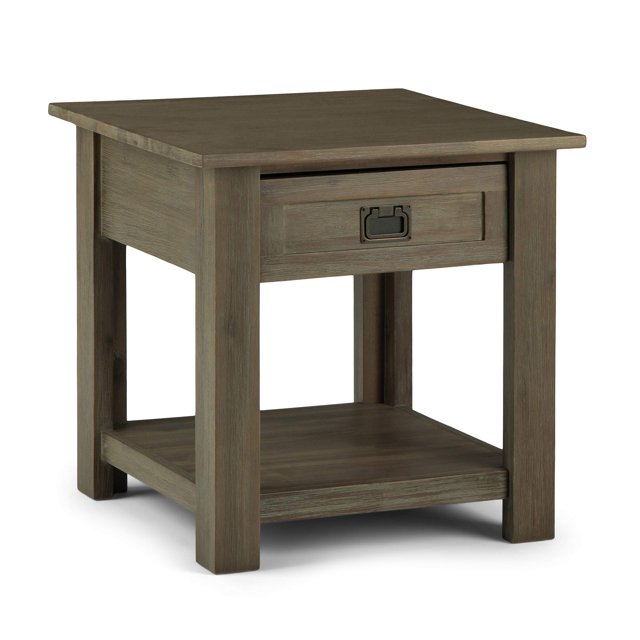 SIMPLIHOME Monroe SOLID ACACIA WOOD 22 inch Wide Square Rustic End Table in Distressed Grey with Storage, 1 Drawer, for the Living Room and Bedroom
